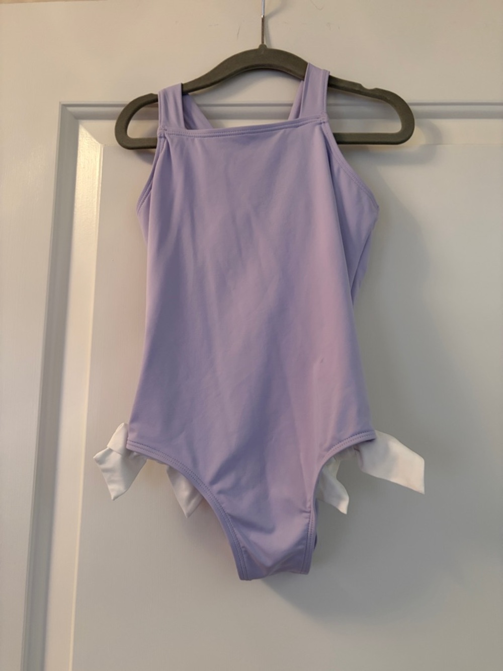The Beaufort Bonnet Company Lavender One-Piece Swimsuit with White Bow Accents 5